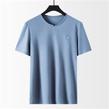 短袖t恤男圆领中年夏季爸爸装宽松半袖中老年人老头打底汗衫多色，男装T恤，电商B212（原钱塘6029）