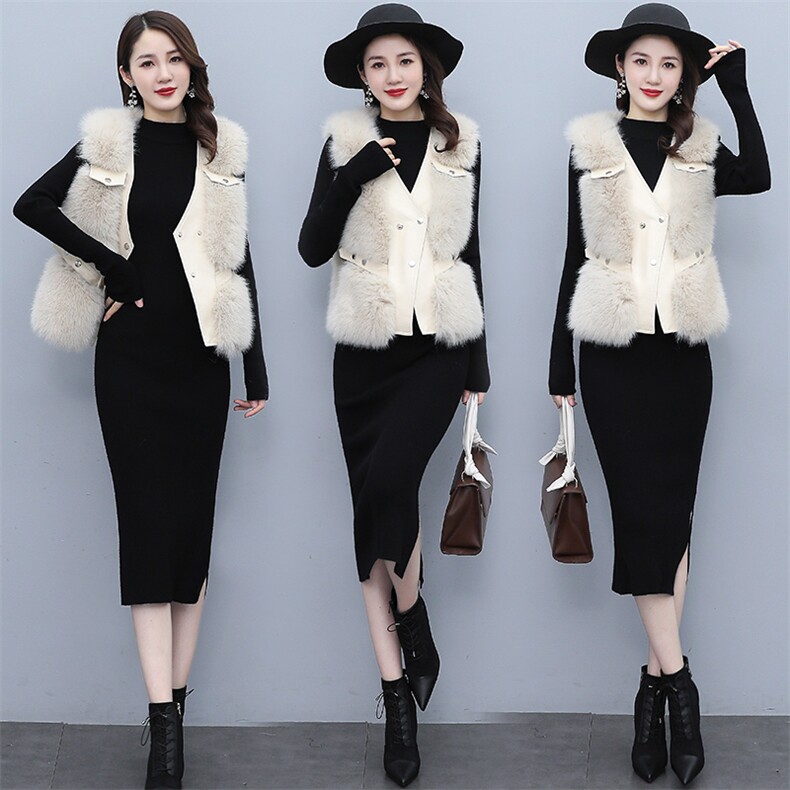 芷墨2021新款冬季时尚拼接短款皮草马甲气质韩版保暖无袖洋气坎肩，女装皮草，芷墨服饰