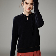 2025年秋季新款立体提花盘扣针织羊绒衫时尚休闲通勤百搭，女装羊绒衫，珍丝贝尔