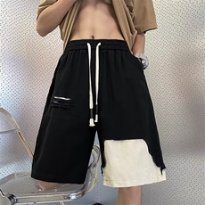 工装短裤男士夏季潮牌宽松破洞休闲美式复古五分裤子DK06040-P38，男装休闲裤，星座308B-2