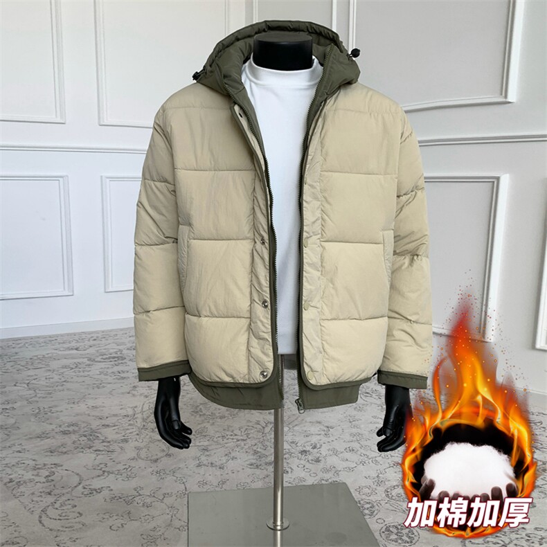 日系复古假两件连帽棉衣男冬季宽松情侣冬季棉服M0829-P103,男装棉衣,星座308B-2