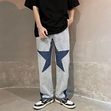 夏季美式街头牛仔裤男ins潮牌设计感小众vibe风炸街裤子N0857-P50，男装牛仔裤，星座308B-1