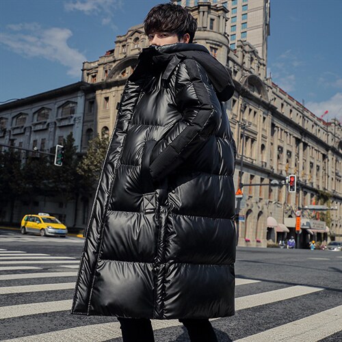 版主推跑量款！中青年90绒羽绒服男长款过膝潮流帅气潮牌外套，男装羽绒服，钱塘723