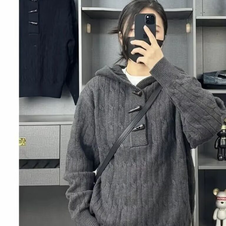 MY65-P652025秋季新款设计感小众时尚连帽针织衫男女宽松套头,男装针织衫/毛衣,电商B323A