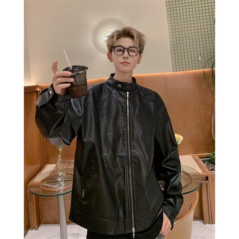 皮衣男士韩版潮流美式高街帅百搭机车服2025春季ins外套W6230-P75,男装皮衣,星座412-2