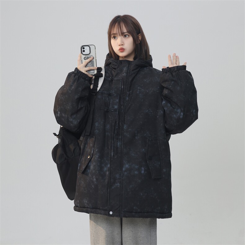 加绒加厚盘扣棉衣男女棉服新中式连帽面包服棉袄外套【G1616-P95,男装棉衣,星座207