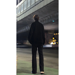 高街美式排扣牛仔裤拉链设计感直筒牛仔裤图片