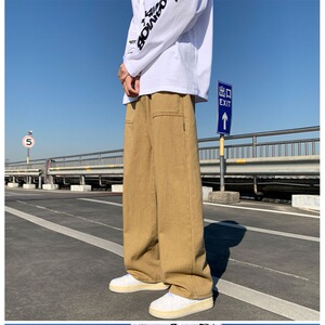 秋季直筒裤男宽松阔腿潮牌秋冬款潮流个性加绒工装休闲裤子男生图片
