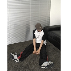 B221美式ins高街小众拼接宽松休闲登山裤冲锋裤LK23110-P65控88，男装休闲裤，电商B221