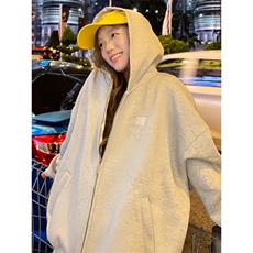 网图420克重磅印花开衫连帽情侣款卫衣外套男女秋季特P68，女装短外套，电商C306-1