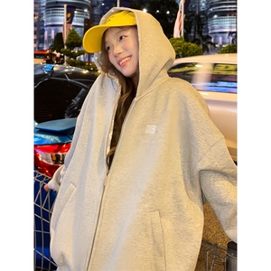 网图 420克重磅印花开衫连帽情侣款卫衣外套男女秋季 特P68图片