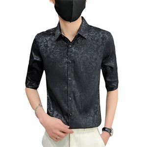 507A-CS501-P48 2025夏季时尚碎花衬衫中袖衬衣男青年图片