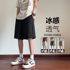 夏季新款简约纯色冰丝透气宽松休闲五分裤B315-K24150-特P25控48，男装休闲裤，电商B315