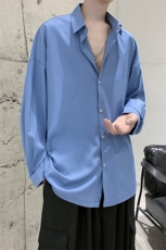 现货港风宽松冰丝长袖衬衫男KD137-P40，男装衬衫，电商D312-1