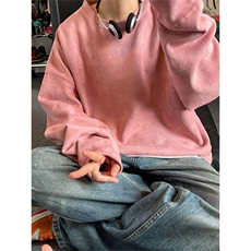 潮流麂皮绒圆领加厚卫衣大码宽松休闲内搭W4612-P28【特价】，男装卫衣，电商A007