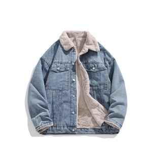 现货加绒牛仔棉服男冬季棉衣外套羊羔绒翻领夹克毛领MY2220-P110图片