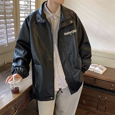 1港风休闲鳄鱼纹皮潮流大码M-5XL夹克男成分PUJK7570P85控128，男装夹克，星座226-2