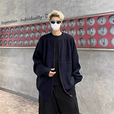 秋冬款男圆领拉链开衫毛衣休闲针织衫条纹外套M3308P55，男装针织衫/毛衣，星座1013-1