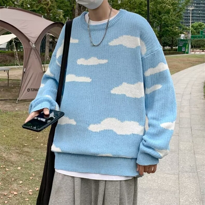 复古慵懒毛衣秋冬季ins潮牌云朵情侣装宽松针织衫男女MY689-P43,男装针织衫/毛衣,星座1008-2