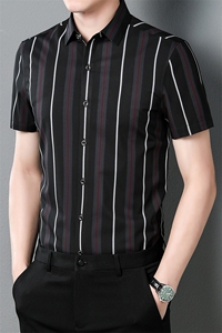 C8903钱塘2020-2夏季男士竖条纹精品短袖衬衫P55图片