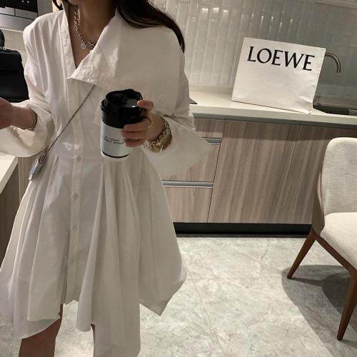 7964不对称领衬衫裙，女装衬衫，XTZ style