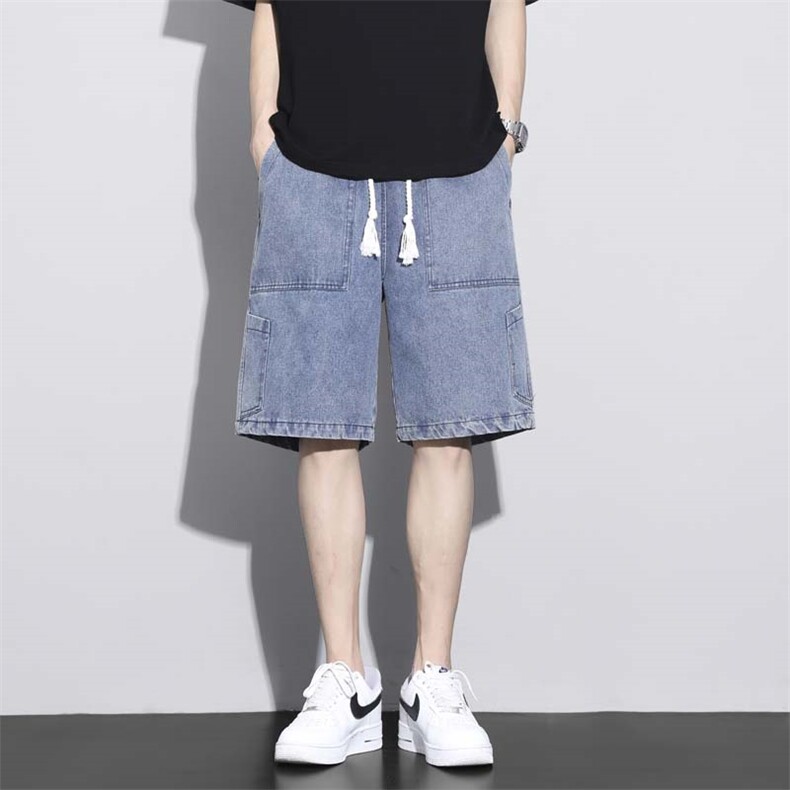 2023夏季高品质拼接港风牛仔短裤韩版男士五分裤XD22982-P45,男装牛仔裤,电商A042