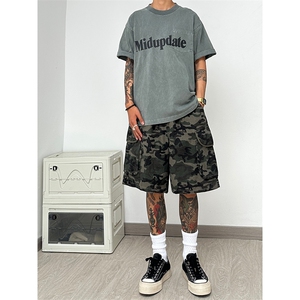 美潮大码迷彩工装裤短裤五分裤休闲裤A014-DY25072-P50控68,男士秋冬机车夹克穿搭图片