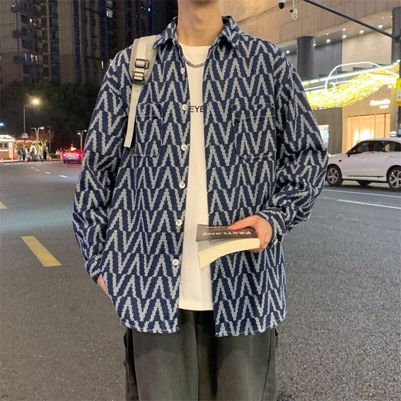 25年春季提花牛仔衬衫长袖得物抖音衬衫DS-C323-1-G663-P55,男装衬衫,电商C323-1