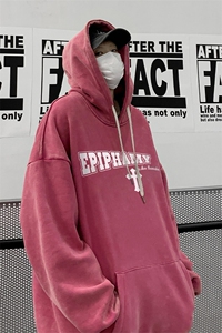 男装做旧加厚连帽卫衣23秋冬十字架印花男生外套XZ514-2-6677-P78图片