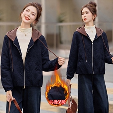 短款连帽棉衣女2025冬季新款时尚减龄棉服休闲宽松夹棉外套，女装棉衣/棉服，余墨