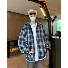 双面穿格子夹克男士韩版潮流棒球服宽松2024秋冬ins外套W5966-P72，男装夹克，星座412-2