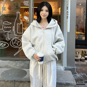 抖音得物高品质 25秋冬美式高街宽松结构防风高领连帽卫衣外套W60图片