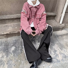 美式复古牛仔外套男女新款宽松港风古着拼接夹克上衣潮J8327-P75，男装夹克，星座1008