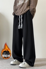 保暖加厚银狐绒纯色大码直筒拖地休闲裤男K1691J加绒-特P50控68，男装棉衣，电商A001