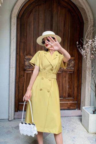 抗皱免烫/超细精仿TR.中长收腰款.西装领连体裙，女装西装，储辰