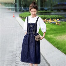 2022夏季新款时尚牛仔背带裙显瘦百搭减龄连衣裙，女装连衣裙，钱塘布衣