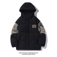 2025冬季新款港风白底大码绣花小熊棉衣M-5XHM23927-特P105，男装棉衣，电商A022