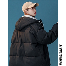 中性22冬季新款小猫印花连帽面包服棉服宽松棉衣MY152P115控148，男装棉衣，A247A