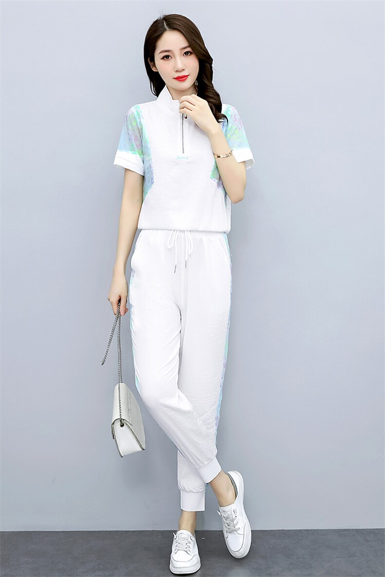 现货2022年夏季时尚气质拼色两件套休闲套装,女装套装/套裙,艾仟回(原伊仟回)