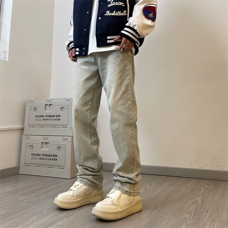 潮牌高街牛仔裤男简约浅色牛仔裤小直脚XZ211-1-K2306-P55,男装牛仔裤,星座211-1