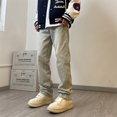 潮牌高街牛仔裤男简约浅色牛仔裤小直脚XZ211-1-K2306-P55，男装牛仔裤，星座211-1