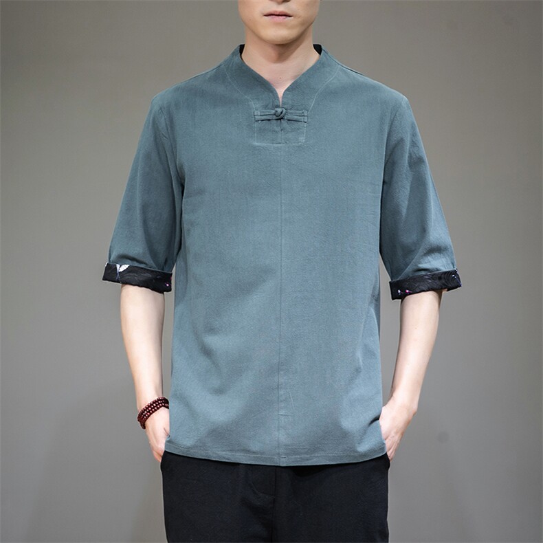 2021夏季中国风男装大码短袖复古中式唐装棉麻t恤6008-1/T061/P50,男装T恤,电商A008