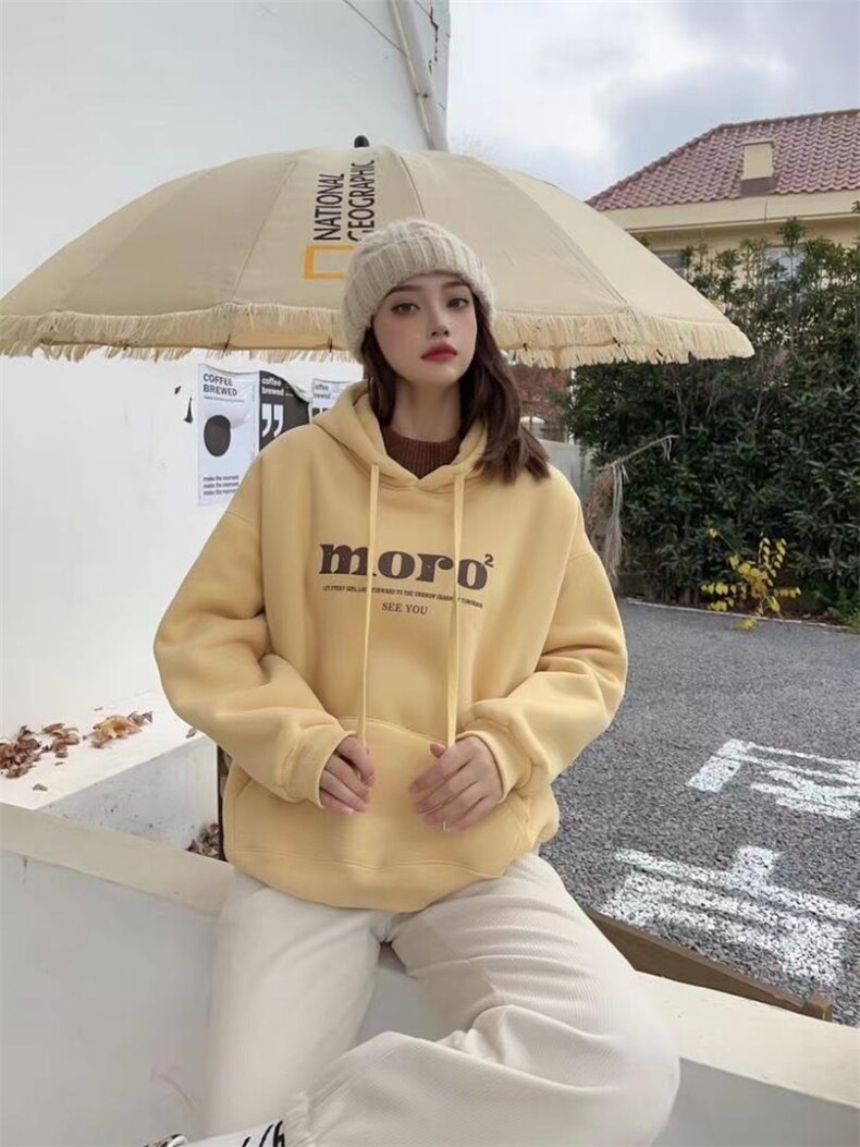 戴帽加高领加绒卫衣，女装卫衣/绒衫，泽妤