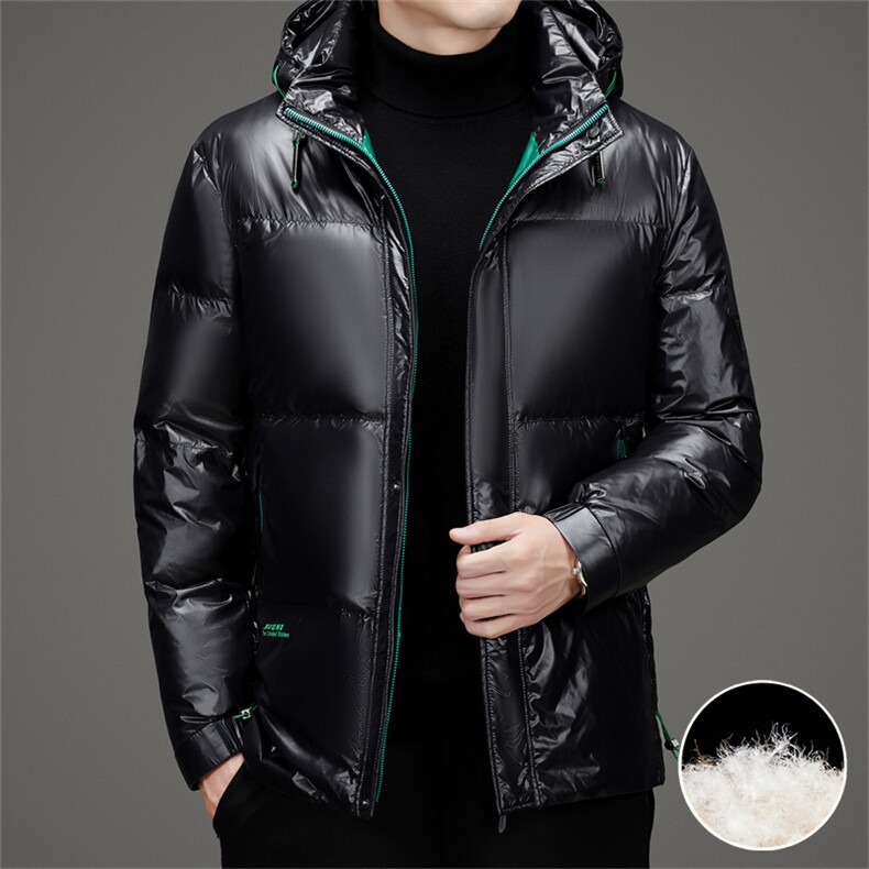 新标90绒防水黑金羽绒服外套男士秋冬时尚拆卸帽中年羽绒服大衣,男装羽绒服,钱塘723