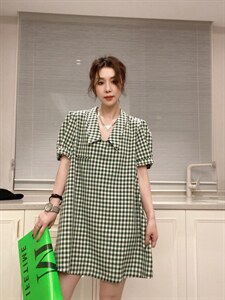 格子连衣裙ＭL,女装连衣裙,可纳奇