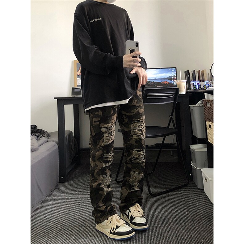 B221 美式ins高街小众重工艺假破洞小脚牛仔裤 LK23019-P60 控78图片