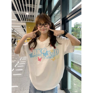 H0867-P35印花+订标+订蝴蝶辅料220克休闲短袖T恤男女同款图片