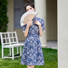现货！中式改良版连衣裙女2024气质时尚优雅范连衣裙，女装连衣裙，涵墨