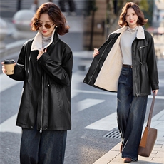 【冬季新款】大量现货时尚休闲中长款加绒加厚保暖派克服加绒皮棉，女装皮衣，魅衣本色