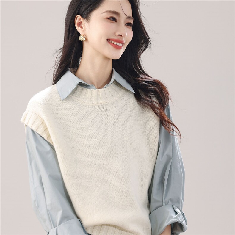 2025年秋季加厚休闲马甲时尚百搭通勤，女装羊毛衫，万禾羊绒